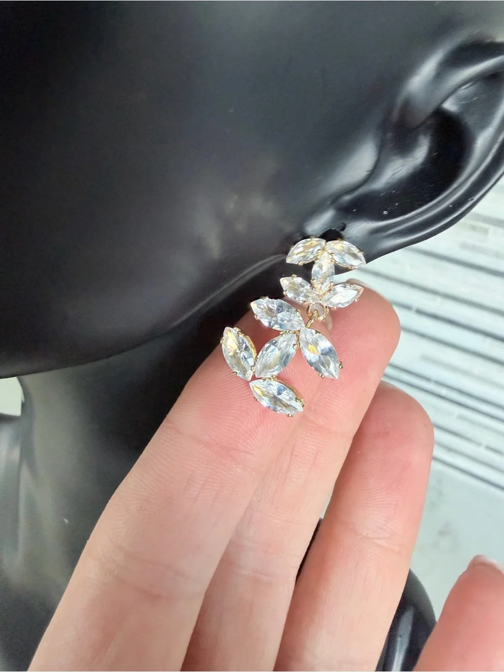 Chanel Gold Crystal Drop Earrings - Clear CZ Accent